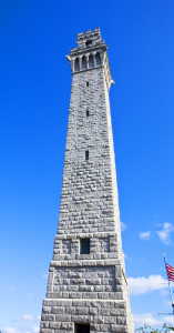 Pilgrim Monument and blue sky in Provincetown, Cape Cod, MA